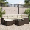vidaXL 7-delige Loungeset met kussens poly rattan bruin