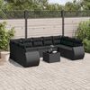 vidaXL 10-delige Loungeset met kussens poly rattan zwart