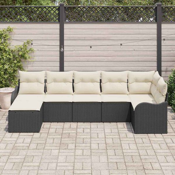 vidaXL Tuin Sofa Set Zwart poly rattan