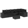 vidaXL 7-delige Loungeset met kussens poly rattan zwart