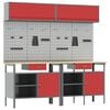 vidaXL Werkbankset 8 st Rood en Grijs Gepoedercoat staal