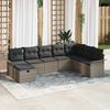 vidaXL Tuin Sofa Set met kussen met opslag 8 pcs Grijs poly rattan