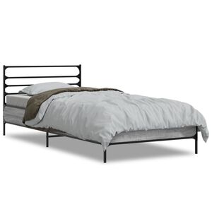 vidaXL Bedframe bewerkt hout en metaal grijs sonoma eiken 90x190 cm