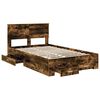 vidaXL Bedframe met hoofdeinde Gerookt eiken 135 x 190 cm Bewerkt hout