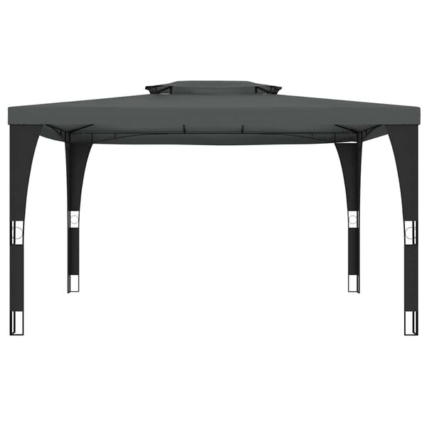 vidaXL Prieel met dubbel dak 3,98x2,98 m staal antracietkleurig