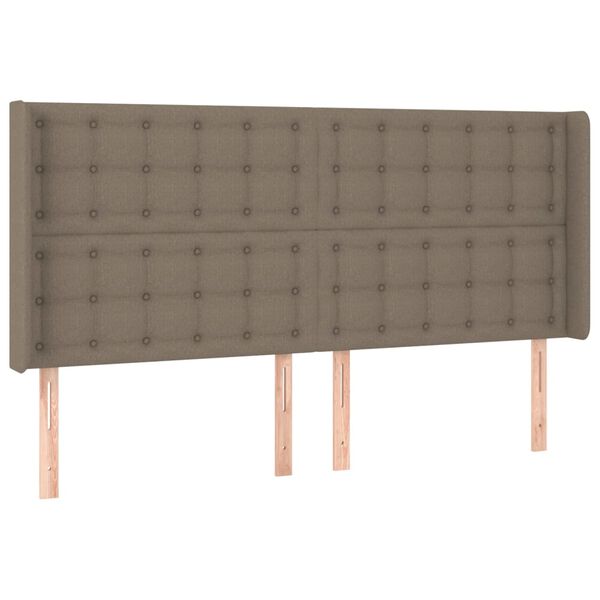vidaXL Hoofdbord met randen 203x16x118/128 cm stof taupe