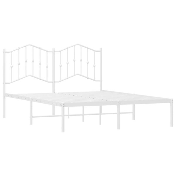 vidaXL Bedframe met hoofdbord metaal wit 140x200 cm