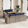 vidaXL 6-delige Loungeset met kussens poly rattan grijs