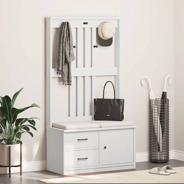 vidaXL Kapstok SANDNES wit 87x40x159,5 cm massief grenenhout