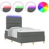vidaXL LED Box Spring Bed met matras Donkergrijs 120 x 200 cm Stof