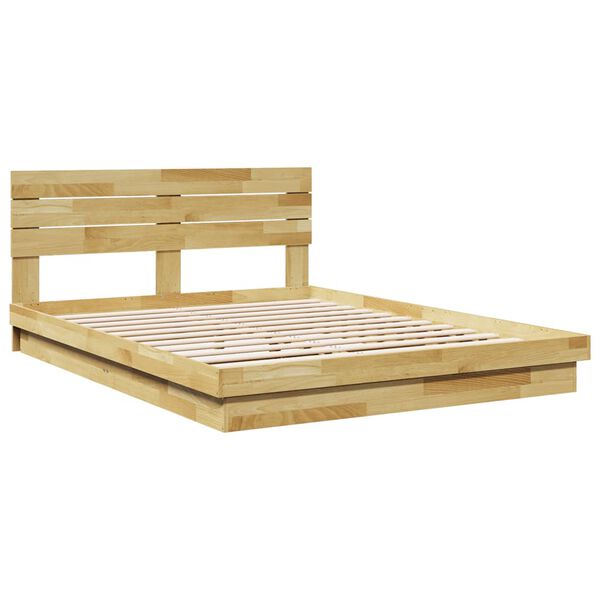 vidaXL Bedframe hoofdeinde zonder matras 135x190 cm massief hout eiken