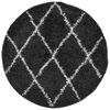 vidaXL Vloerkleed PAMPLONA shaggy hoogpolig &Oslash; 280 cm zwart en cr&egrave;me