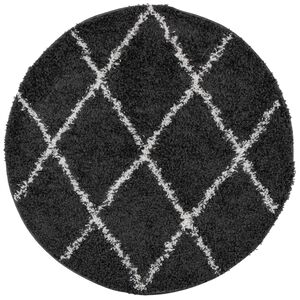 vidaXL Vloerkleed PAMPLONA shaggy hoogpolig &Oslash; 280 cm zwart en cr&egrave;me