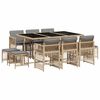 vidaXL 11-delige Tuinset met kussens poly rattan gemengd beige