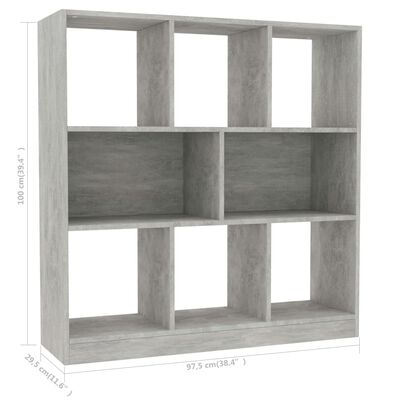 vidaXL Boekenkast 97,5x29,5x100 cm bewerkt hout betongrijs