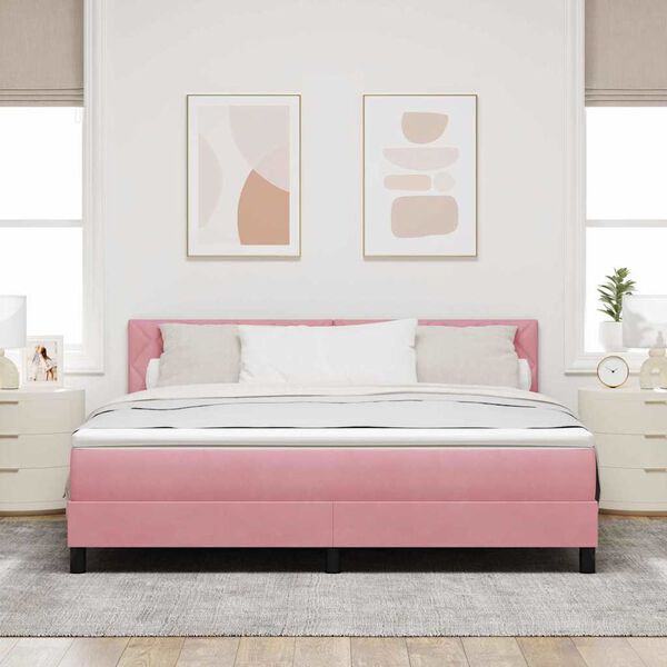 vidaXL Boxspringbed met matras Roze 180 x 200 cm Fluweel