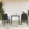 vidaXL 3-delige Bistroset met kussens poly rattan zwart