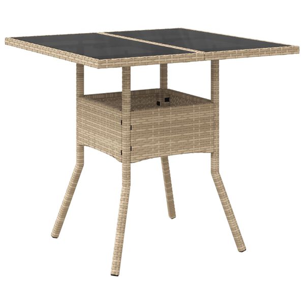 vidaXL 3-delige Tuinset met kussens poly rattan en glas beige
