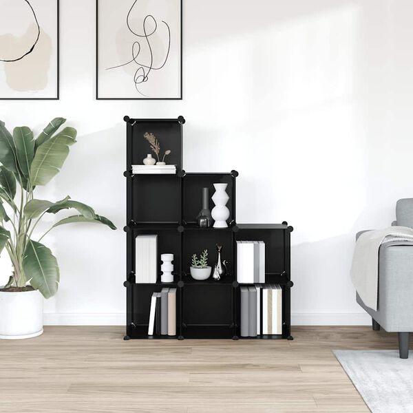 vidaXL Opbergmeubel met 9 vakken polypropeen zwart