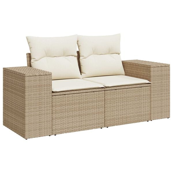 vidaXL Tuin Sofa Set met kussen 9 pcs Beige poly rattan