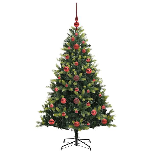 vidaXL Kunstkerstboom met scharnier 150 LEDs Groen 120 cm PVC en PE