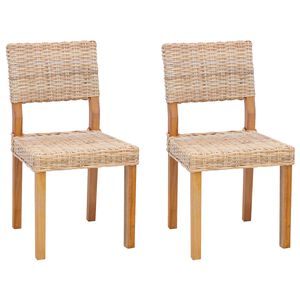 vidaXL Eetkamerstoel 2 pcs Naturel 46 x 55 x 84 cm Kubu Rattan