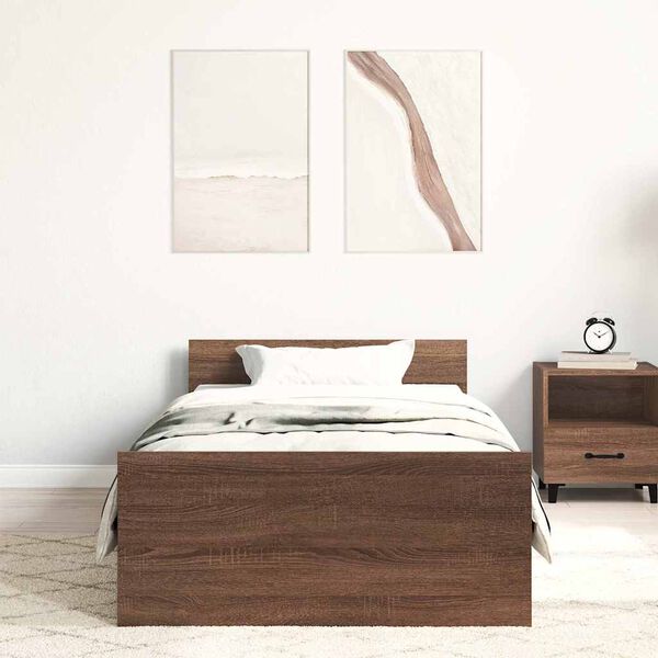 vidaXL Bedframe zonder matras bewerkt hout bruin eikenkleur 90x190 cm