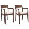 vidaXL Eetkamerstoelen met kussens 2 st massief hout rubber bruin