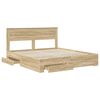 vidaXL Bedframe met hoofdeinde Sonoma Eiken 180 x 200 cm Bewerkt hout