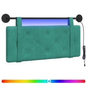 vidaXL Hangend hoofdbord Met LED-verlichting Turquoise Fluweel