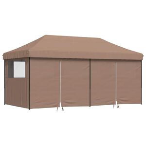 vidaXL Partytent inklapbaar pop-up met 4 zijwanden bruin