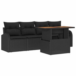vidaXL Tuin Sofa Set met opslag 5 pcs Zwart Poly riet