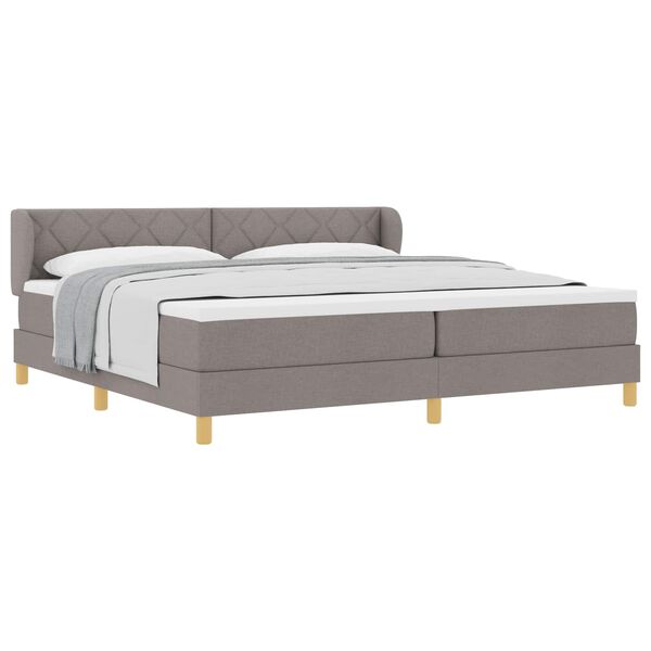 vidaXL Boxspringbed met matras met hoofdeinde Taupe 200 x 200 cm Stof