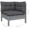 vidaXL 4-delige Loungeset met kussens grenenhout grijs