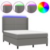 vidaXL Boxspring met matras en LED stof donkergrijs 140x190 cm