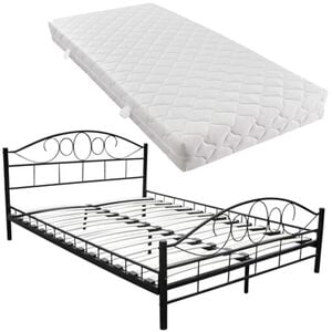 vidaXL Bed met matras metaal zwart 180x200 cm