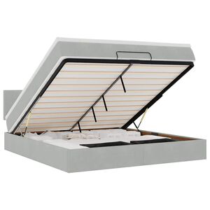 vidaXL Ottoman bed met matras en LED's 180x200cm fluweel lichtgrijs