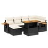 vidaXL 7-delige Loungeset met kussens poly rattan zwart