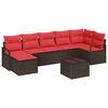vidaXL Bankstel 8 st Bruin en Rood poly rattan