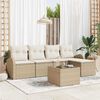 vidaXL Bankstel met kussen met opslag 6 pcs Beige en Wit poly rattan