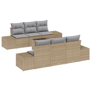 vidaXL Tuin Sofa Set met kussen 8 pcs Beige en Grijs poly rattan
