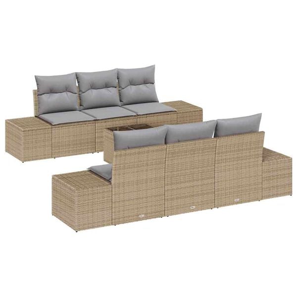 vidaXL Tuin Sofa Set met kussen 8 pcs Beige en Grijs poly rattan