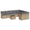 vidaXL 10-delige Loungeset met kussens poly rattan beige