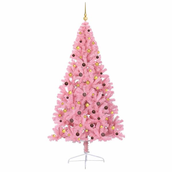 vidaXL Kunstmatig Voorverlicht Kerstboom met 300 LED Roze 240 cm PVC
