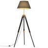 vidaXL Vloerlamp driepoot 141 cm massief teakhout zwart en goudkleurig