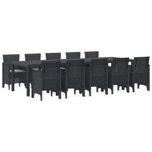 vidaXL Tuin Eetset met kussen 11 pcs Antraciet Poly riet