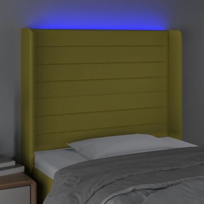 vidaXL Hoofdbord LED 103x16x118/128 cm stof groen
