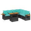 vidaXL 7-delige Loungeset met kussens poly rattan acacia zwart