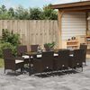 vidaXL Tuin eettafelset met kussen 9 pcs Bruin poly rattan