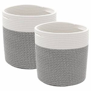vidaXL Opbergmanden 2 st &Oslash; 28x28 cm katoen grijs en wit
